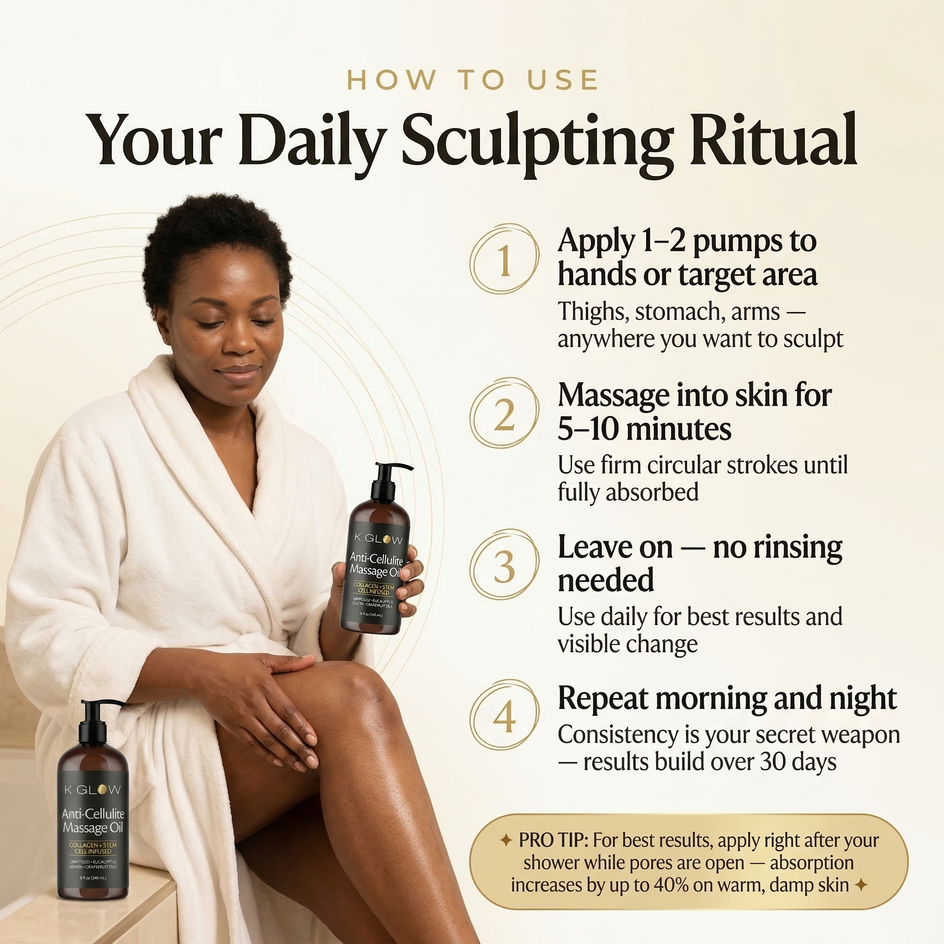 Anti-Cellulite Massage Oil - K Glow.
