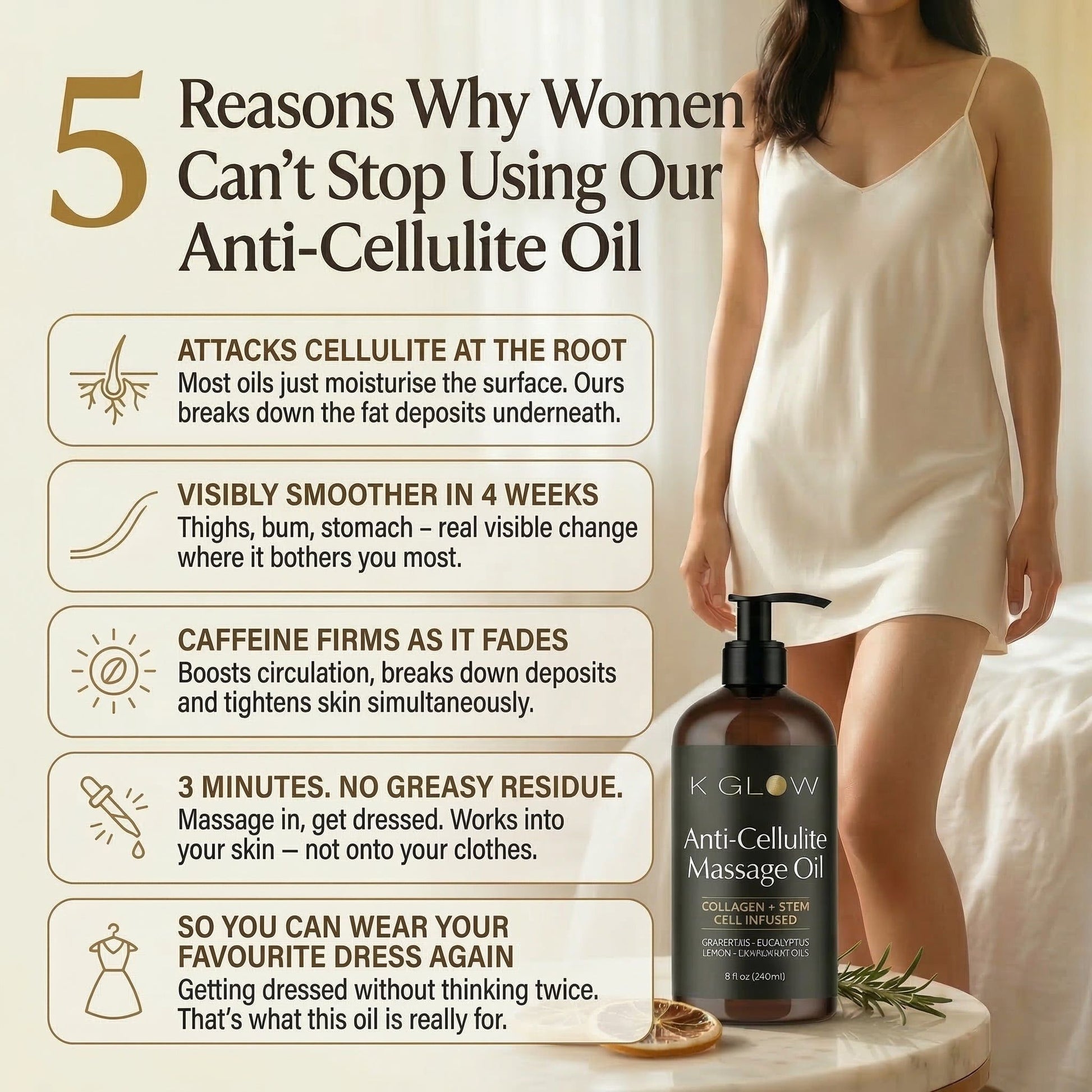 Anti-Cellulite Massage Oil - K Glow.